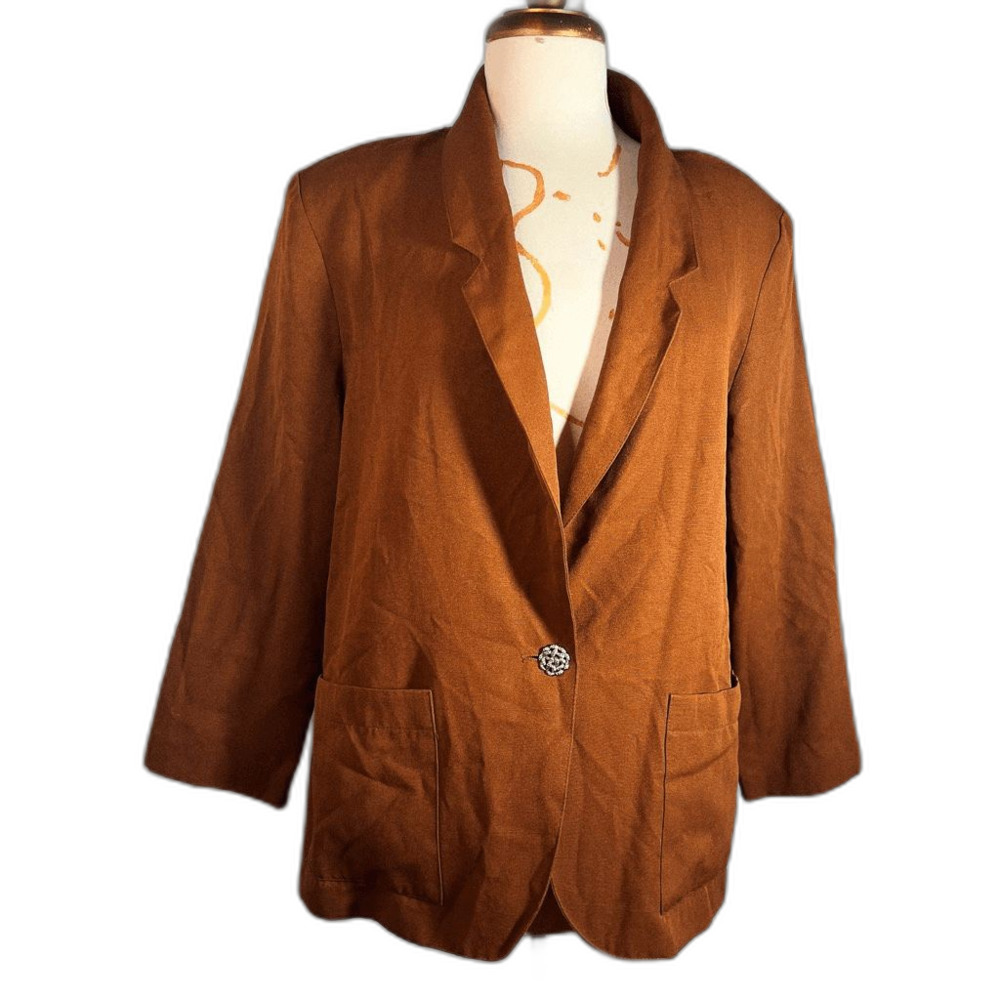 Requirements Blazer Size 14 Vintage 90's Chocolate Brown Light Jacket